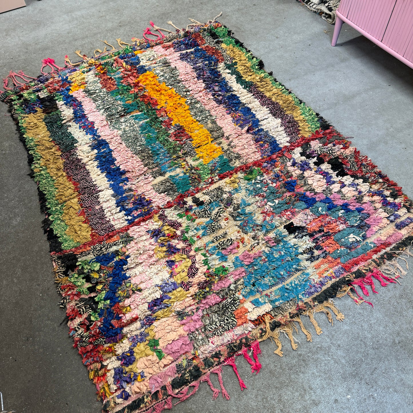 Marokkansk Boucherouite Tæppe (126 x 175 cm)