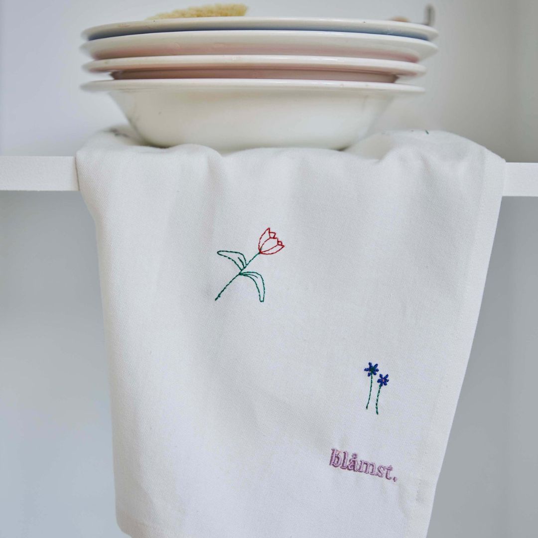 Blåmst Viskestykke - Flower