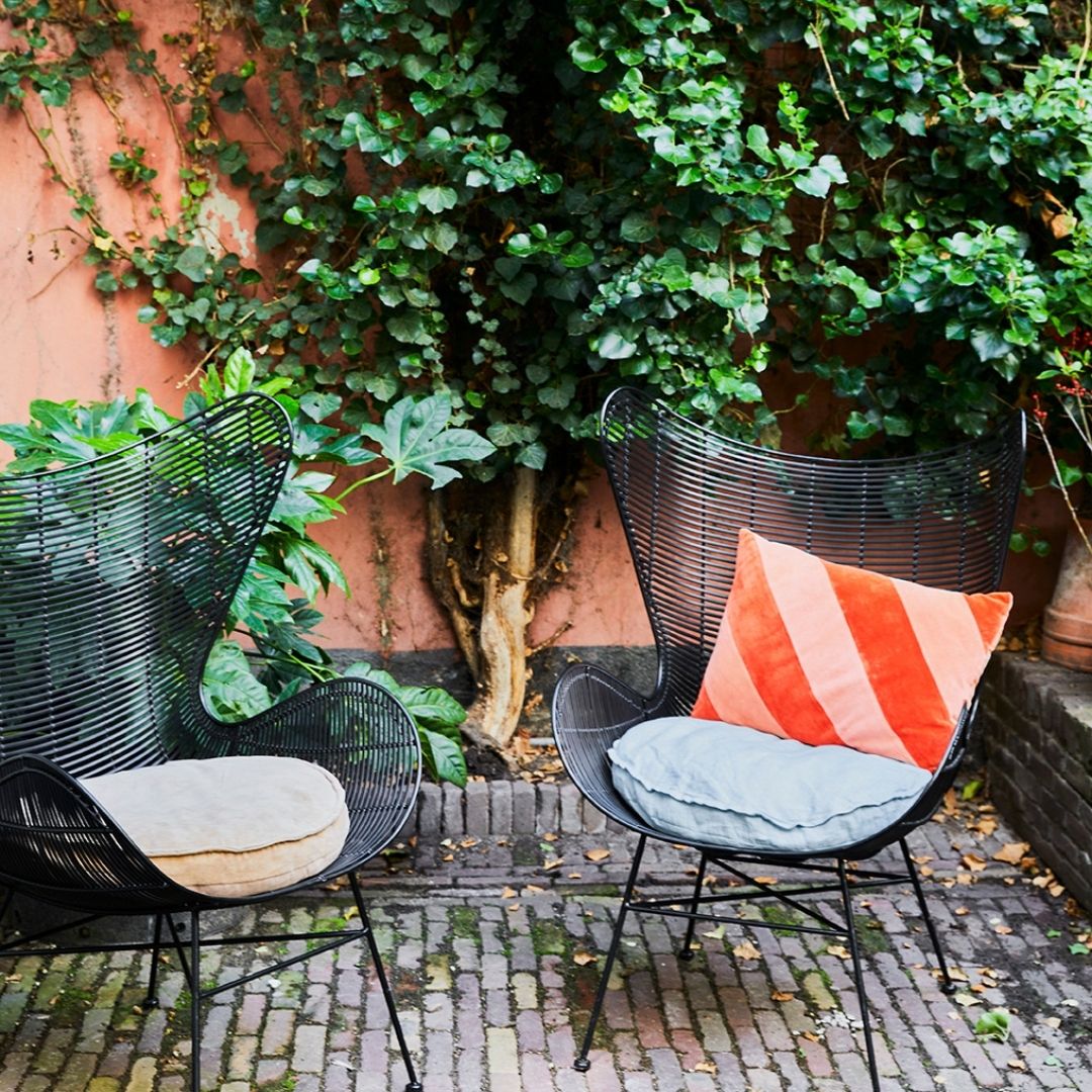 HK Living - Stribet Pude - Lyserød