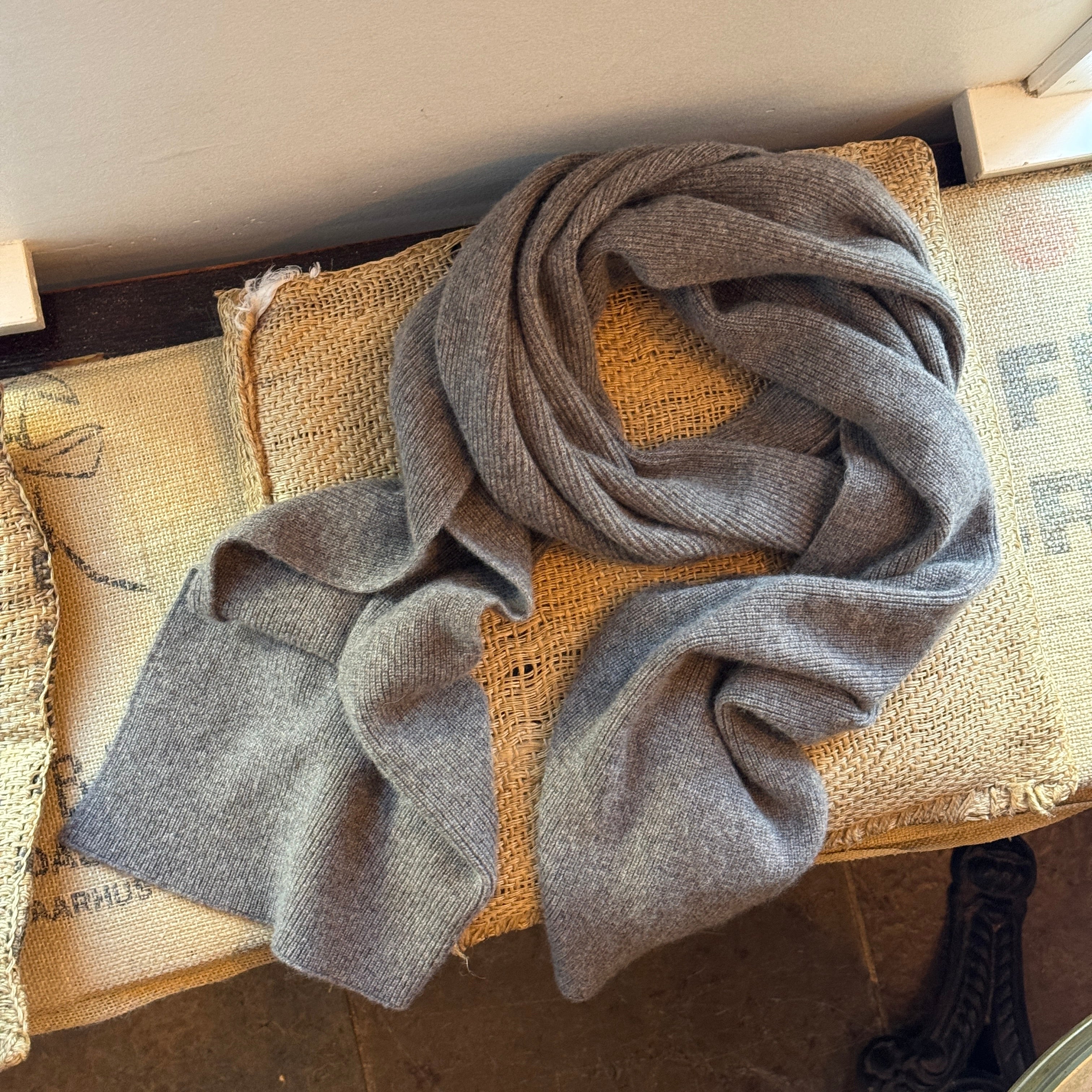 Cashmere Tørklæde & Hue Taupe