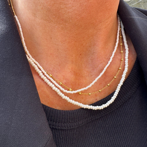 Annavii Perlekæde Hvid/Tofarvet