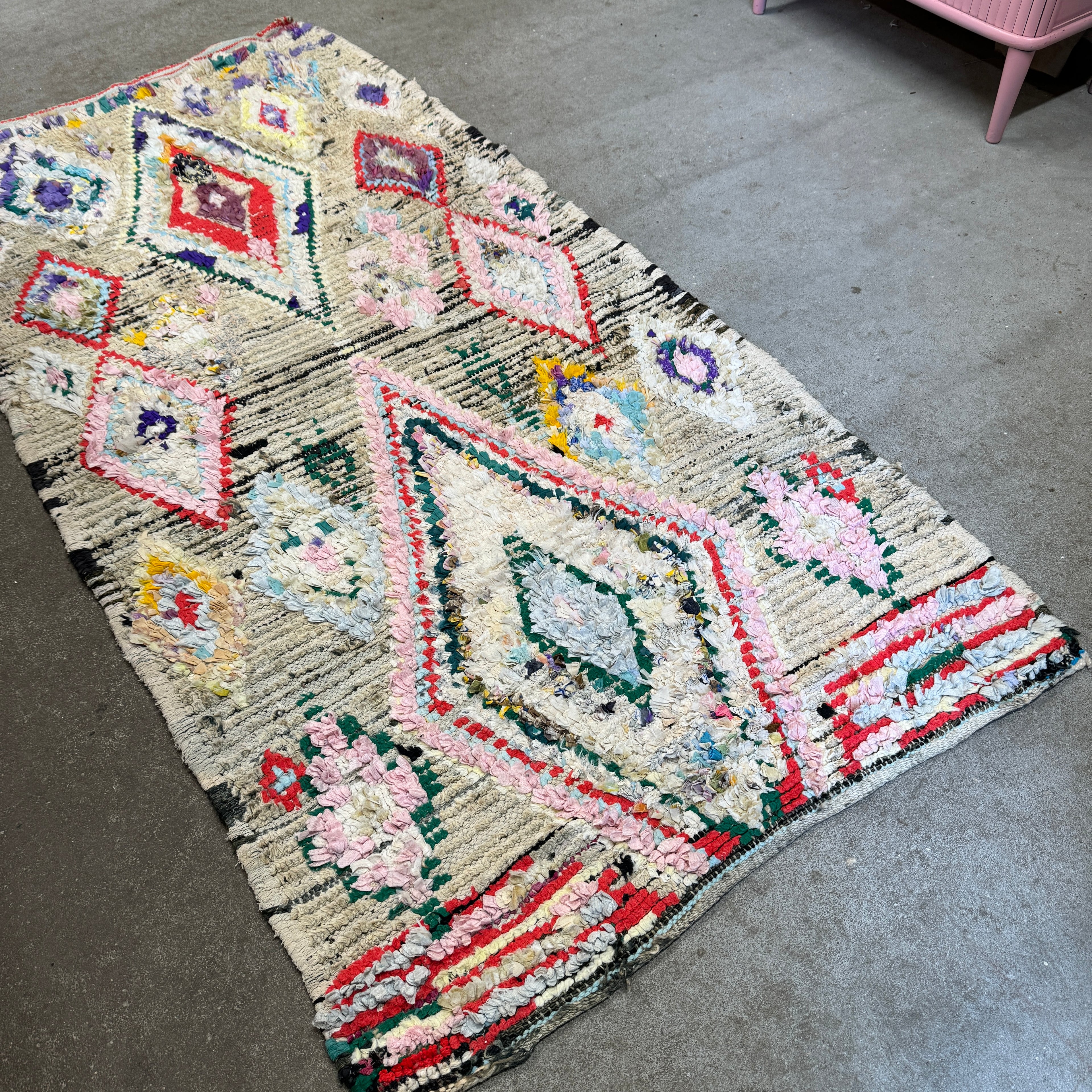 Marokkansk Boucherouite Tæppe (94 x 196 cm)