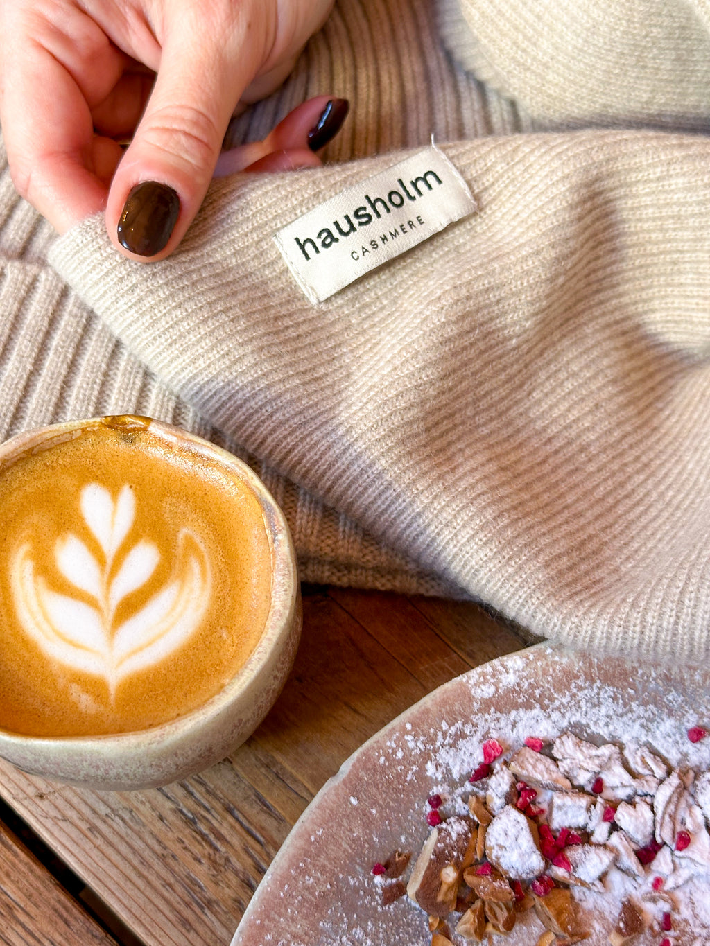 Cashmere Tørklæde & Hue - Beige