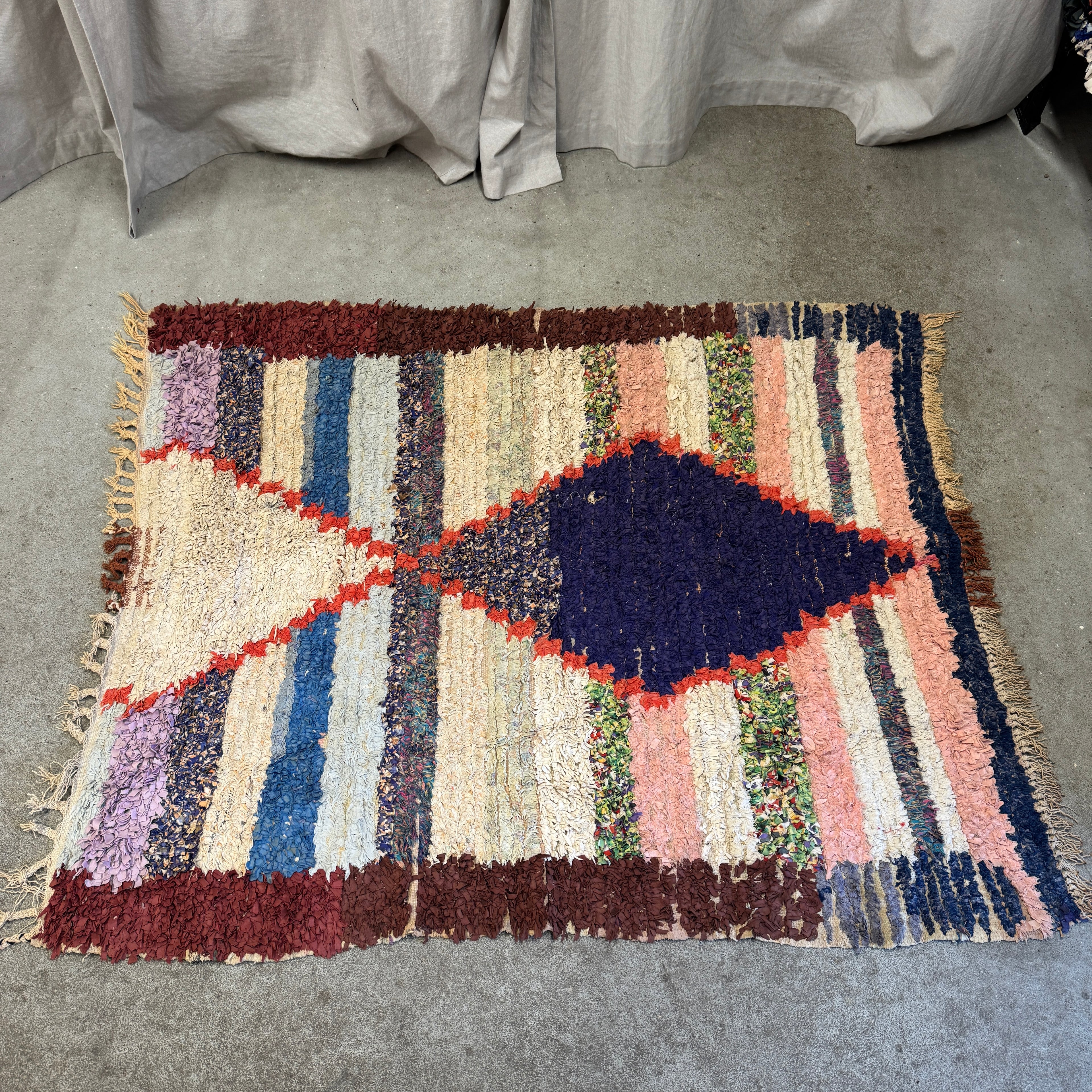 Marokkansk Boucherouite Tæppe (106 x 130 cm)
