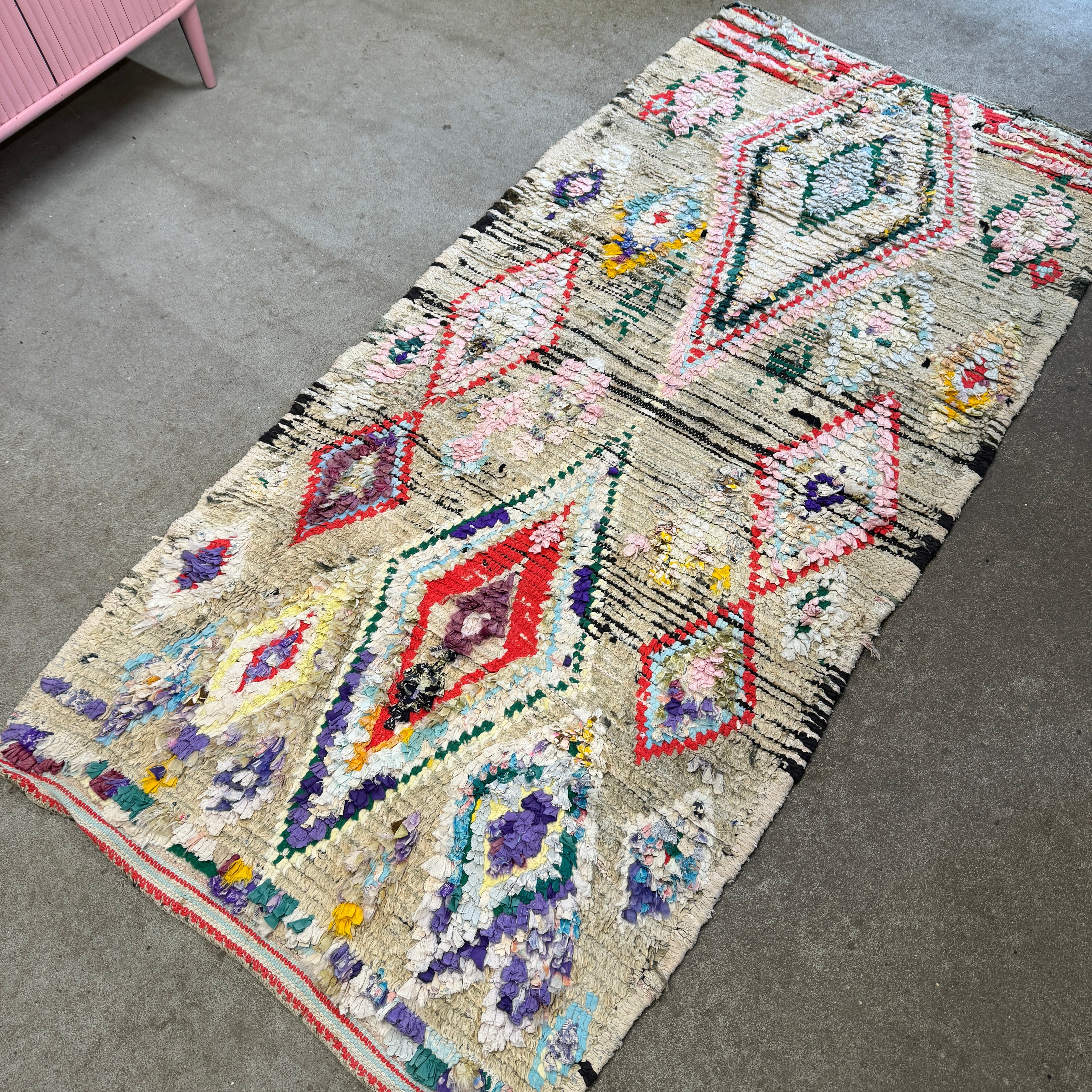 Marokkansk Boucherouite Tæppe (94 x 196 cm)