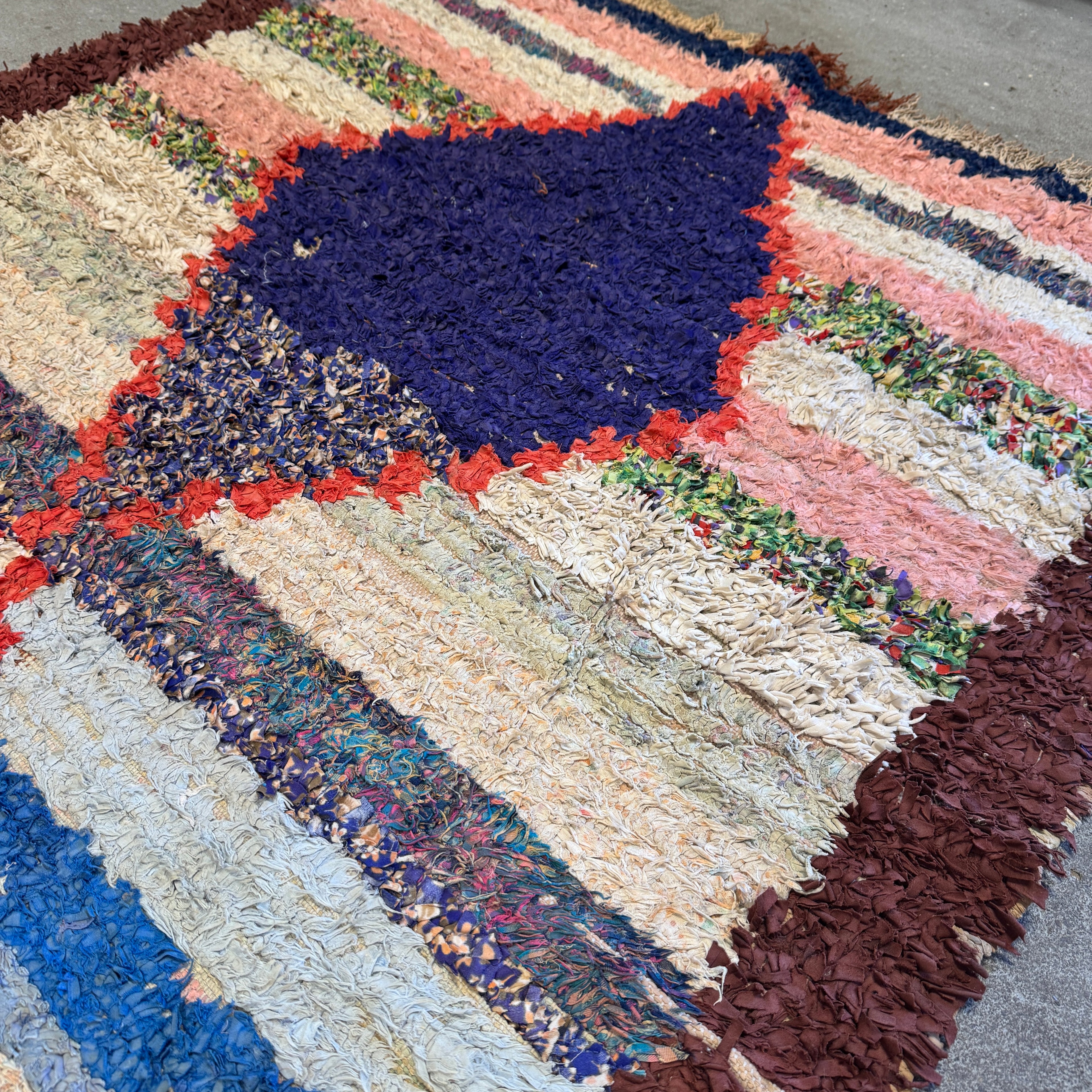 Marokkansk Boucherouite Tæppe (106 x 130 cm)