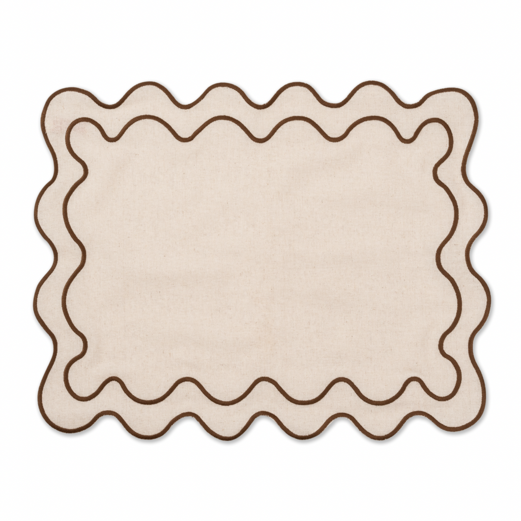 Kulu Club Dækkeserviet - 2 Pak - Beige m. brun Kant