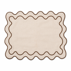 Kulu Club Dækkeserviet - 2 Pak - Beige m. brun Kant