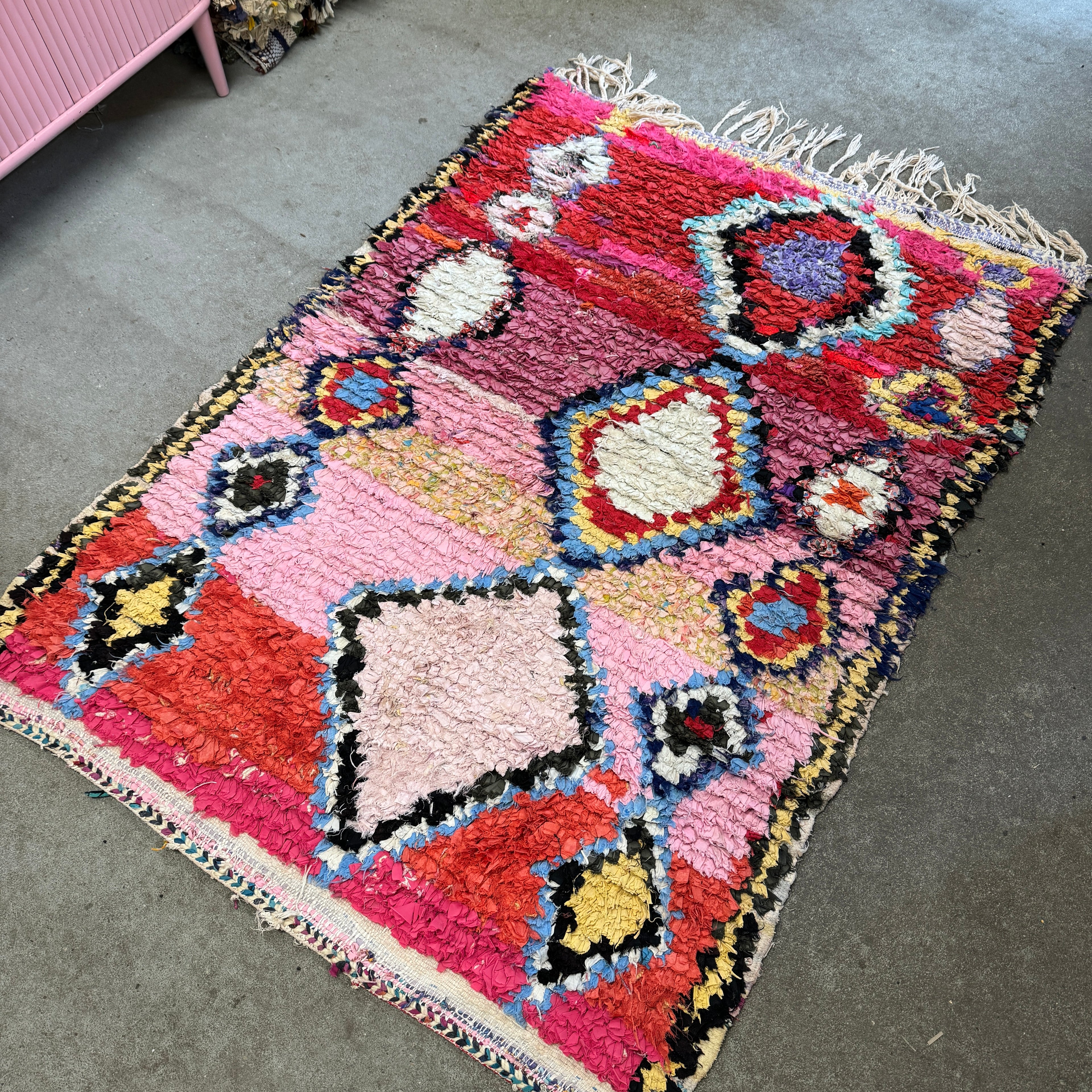 Marokkansk Boucherouite Tæppe (110 x 150 cm)