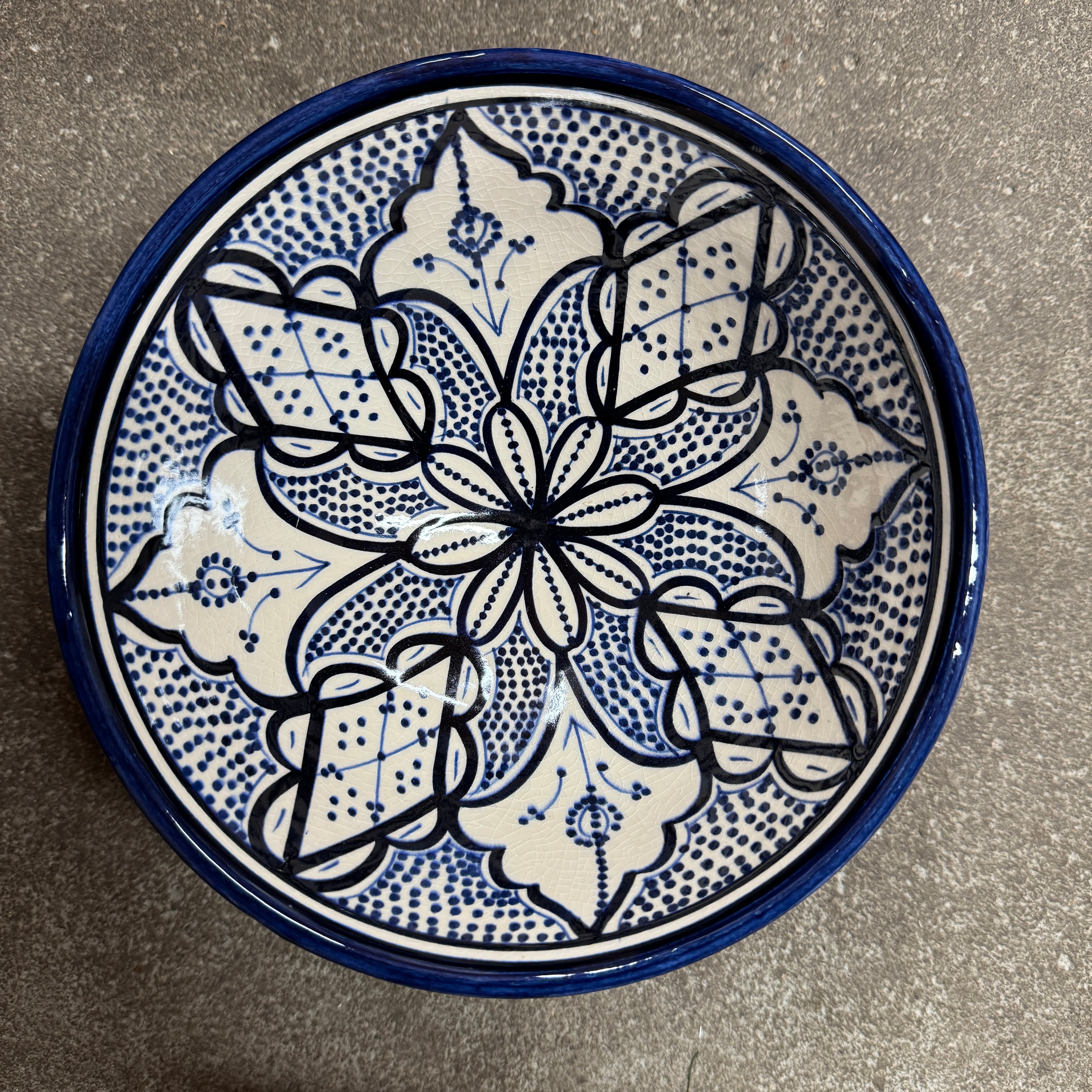 Marokkansk keramikskål - Dia 18 Cm - Mønstret