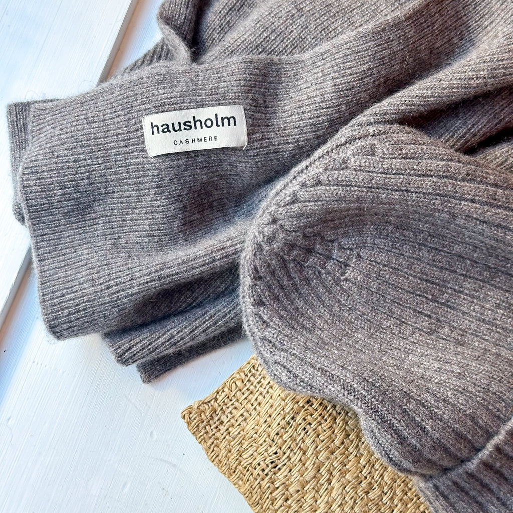 Cashmere Tørklæde & Hue Taupe