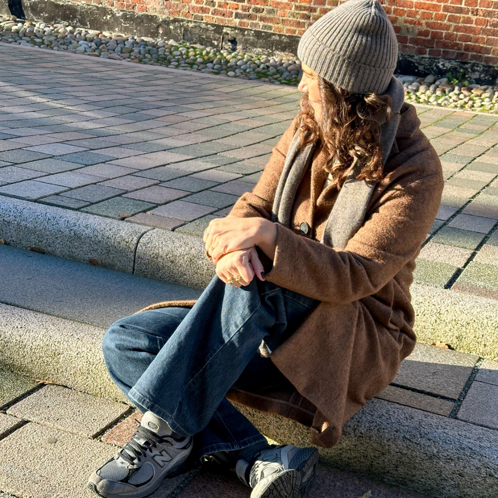 Cashmere Tørklæde & Hue Taupe