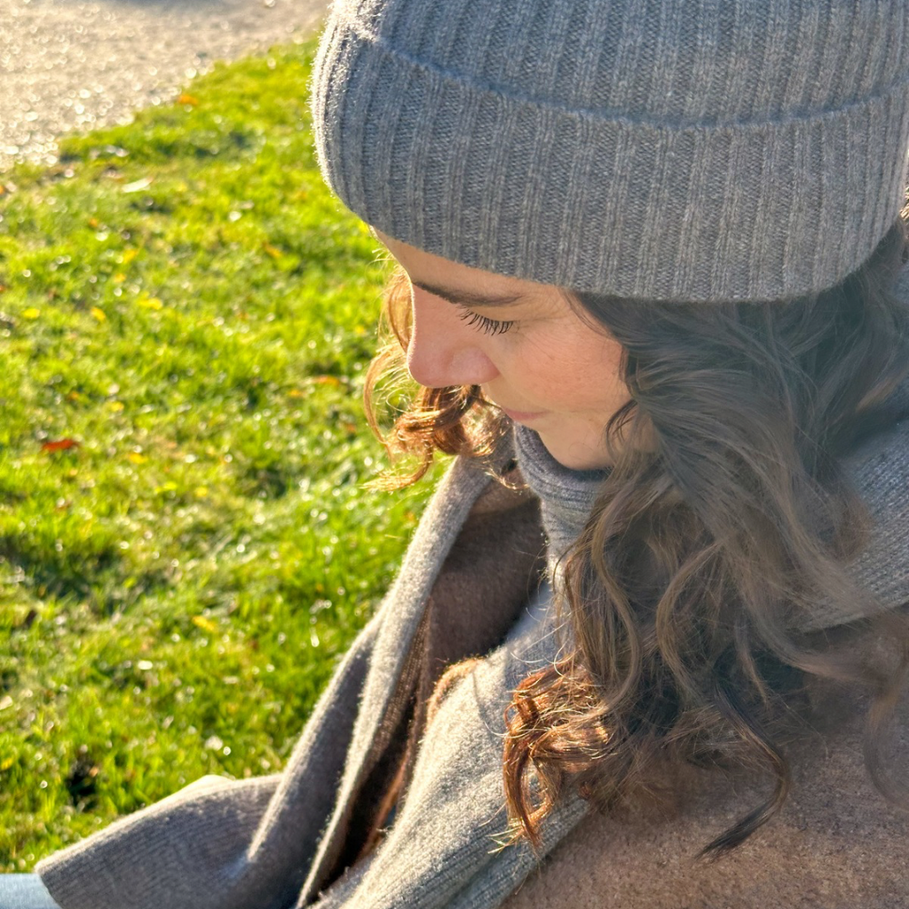 Cashmere Tørklæde & Hue Taupe