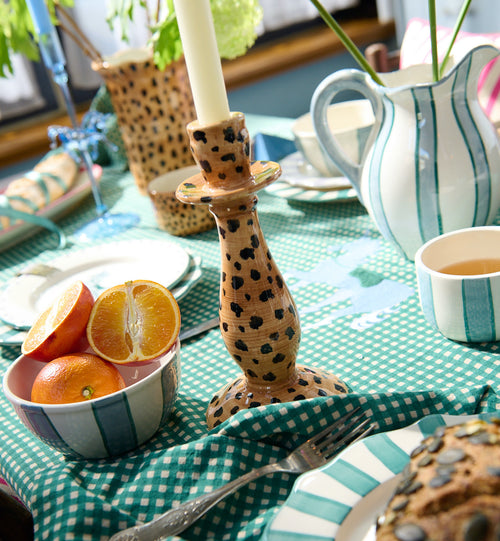 Anna + Nina -Leopard Lysestage - Keramik