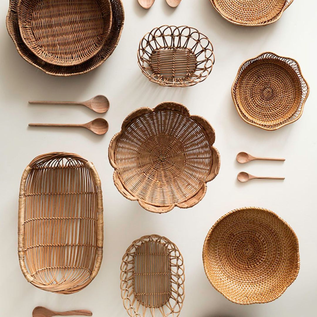 Rattan Skål På Fod