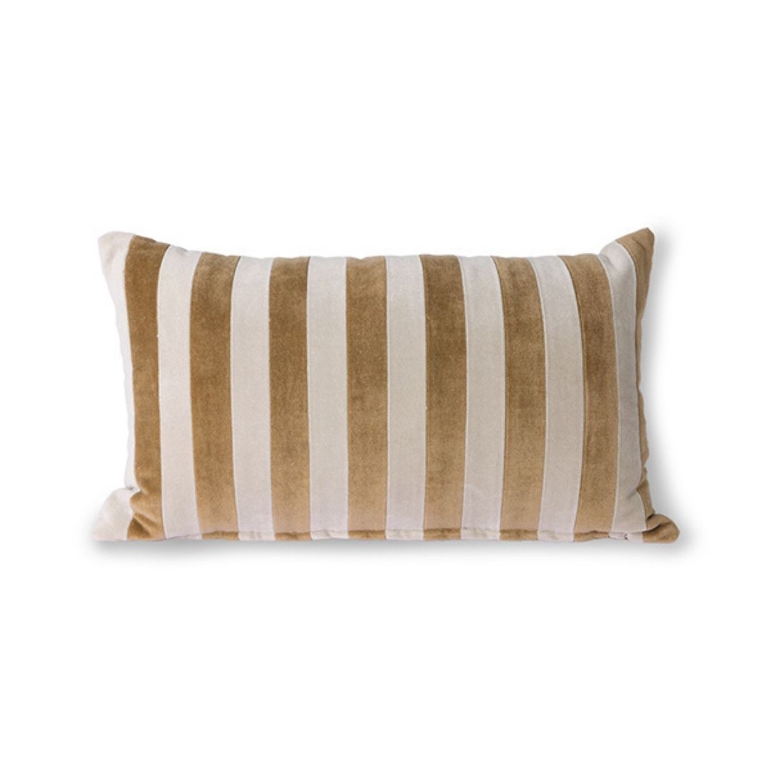 HK Living - Stribet Pude - Beige/Brun