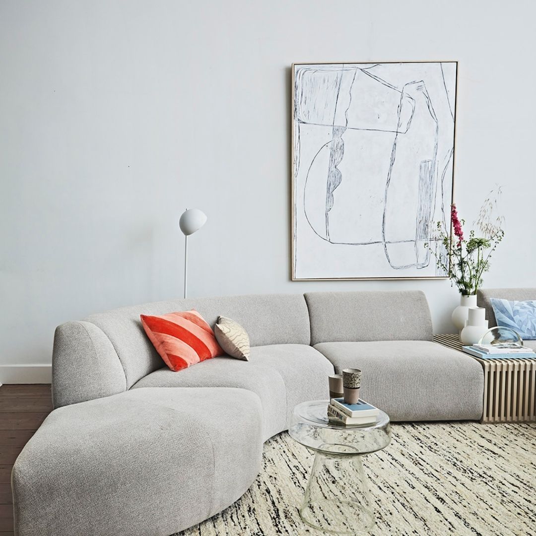 HK Living - Stribet Pude - Lyserød