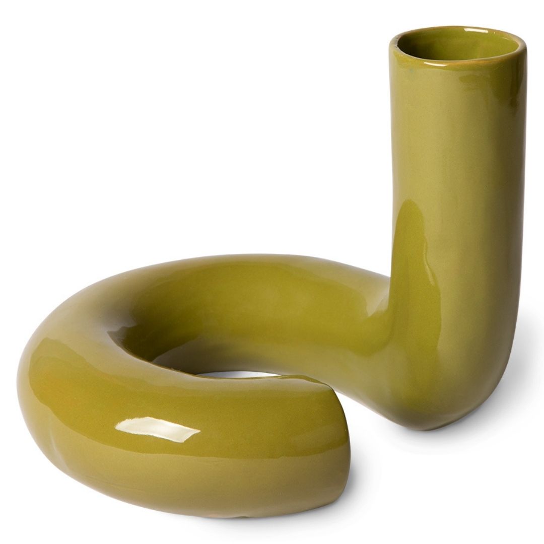 HK Living - Keramik Vase - Olivengrøn